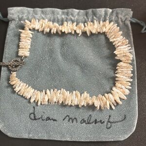 Dian Malouf rare stick pearl necklace 18.5”